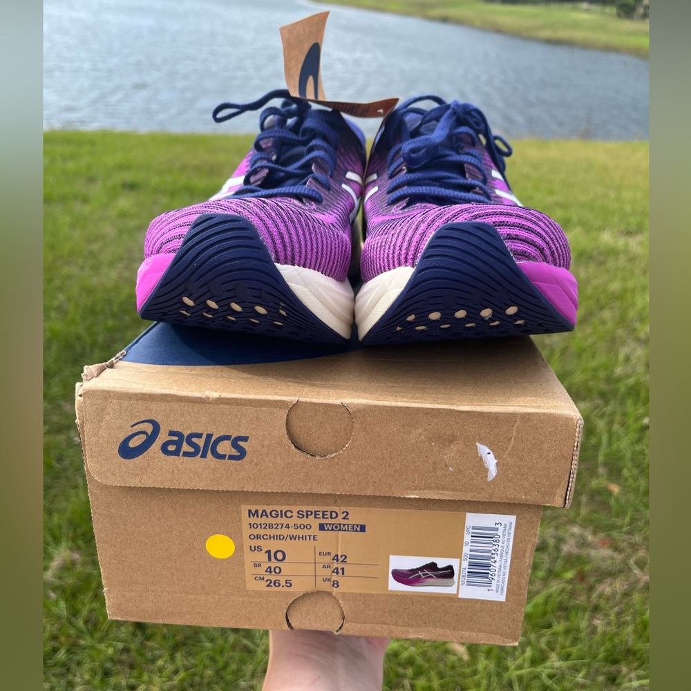 Asics Women's Purple Navy Pink Gradient Running Shoes - Picture 4 of 9